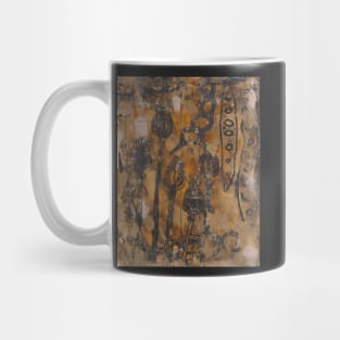 Abstract poppies and seedpods monoprint Mug